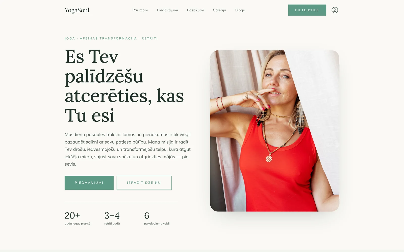 YogaSoul website on desktop