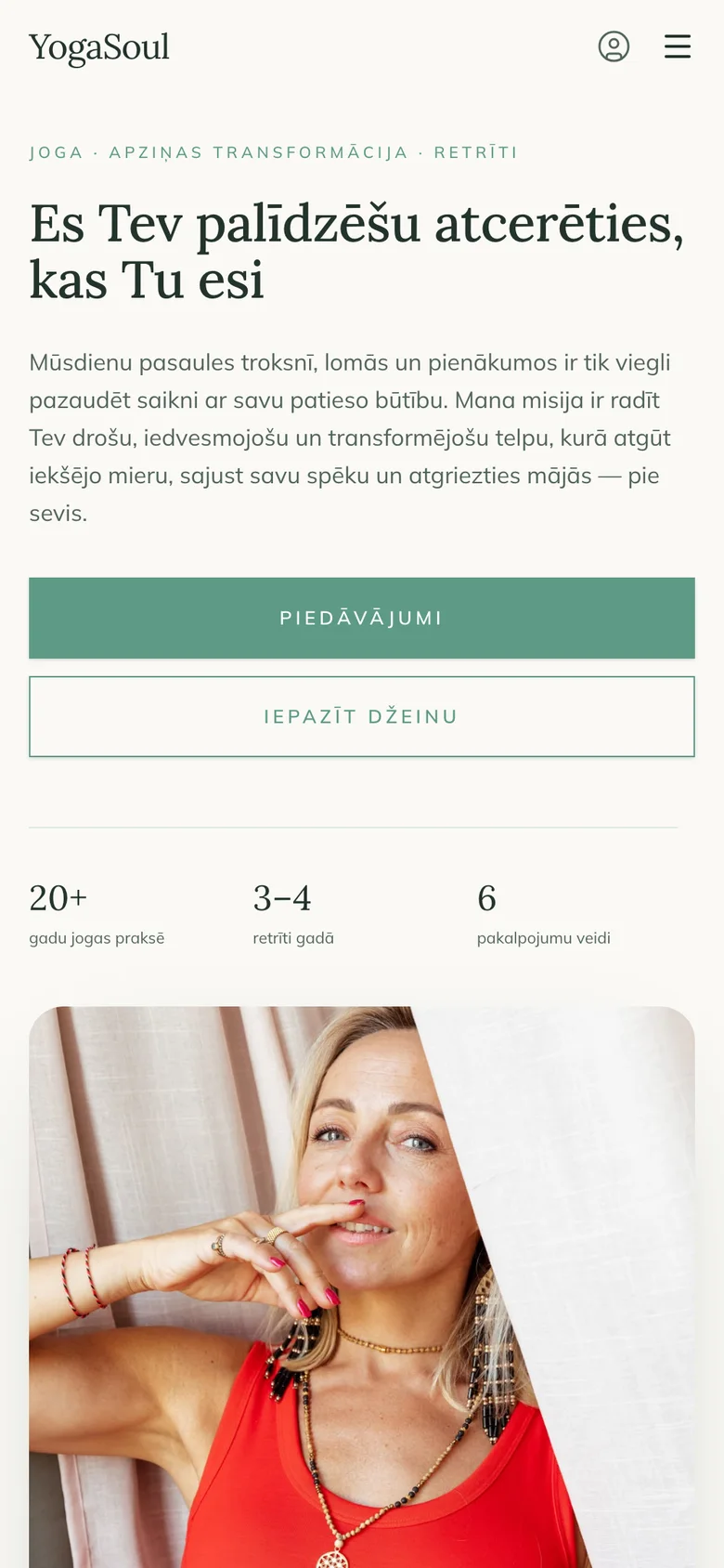 YogaSoul website on mobile